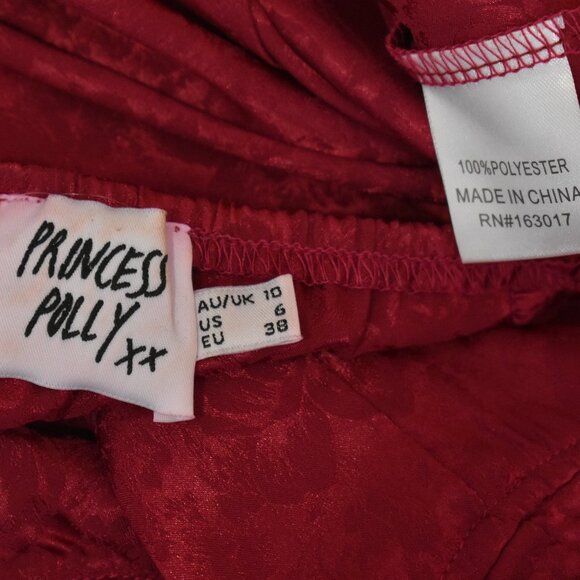 Princess Polly Red Mini Satin Floral Bustier Dress Women's 6 Coquette Romantic - Picture 9 of 10